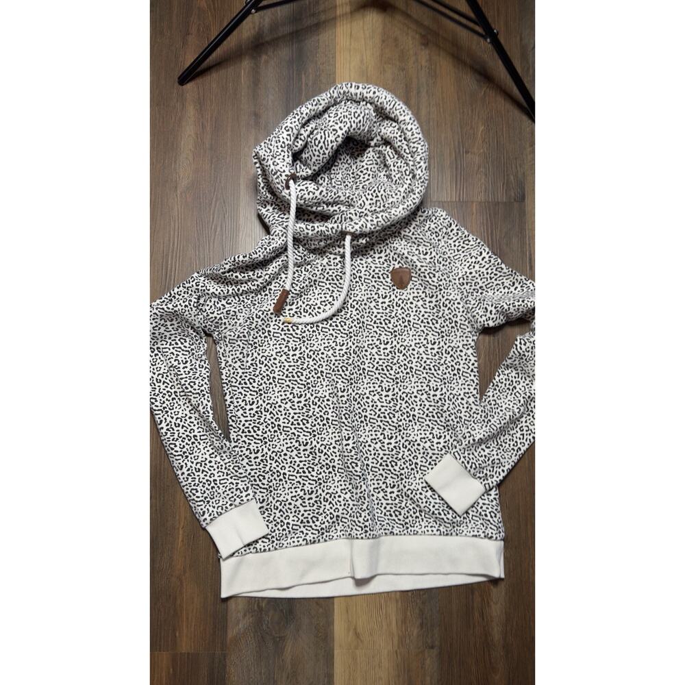 Wanakome Selene Khaki Mix Brown/Leopard/Oatmeal Colored Hoodie Size L